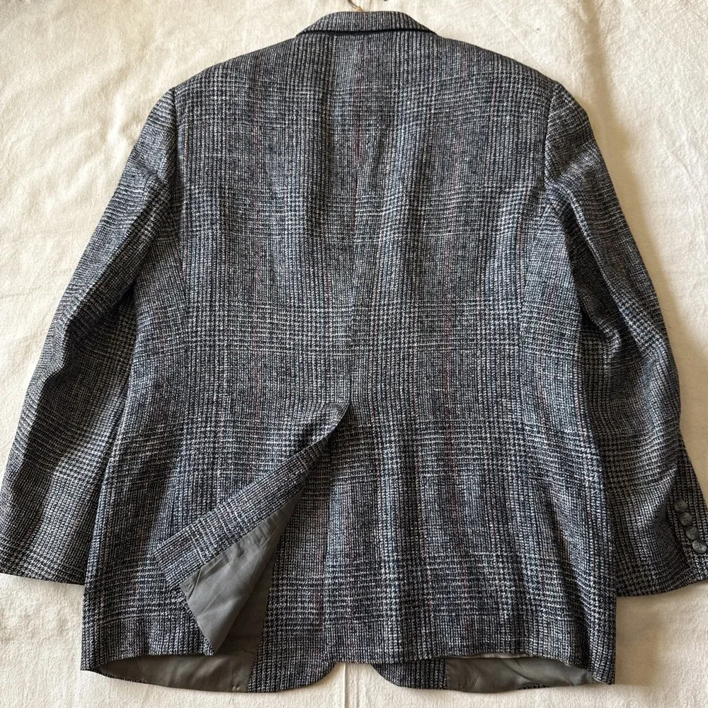 VTG Christian Dior Monsieur Blazer Jacket Mens 40R 100% Silk Plaid Check